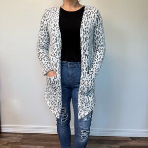 Maurices Gray Leopard Print Cardigan